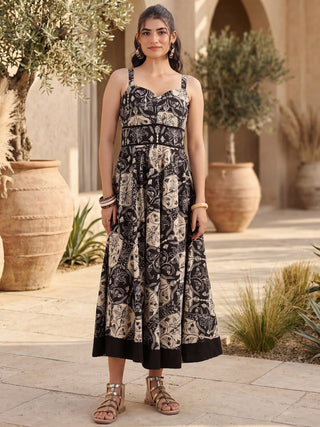 Black Floral Print Dress