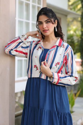 Blue Solid Fit & Flare Dress