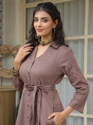 Brown Solid Dress