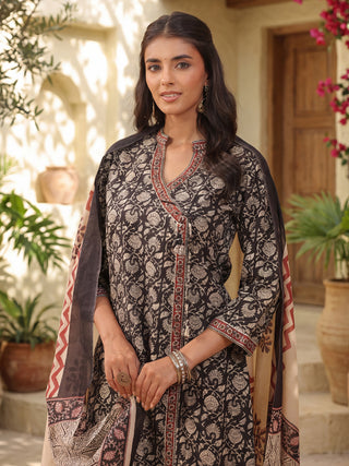 Black Printed Gota Patti 3-Piece Kurta Set