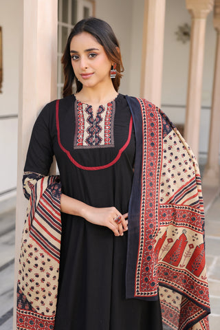 Black Solid 3-Piece Kurta Set