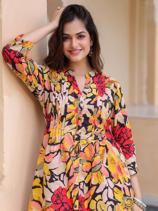 Floral-Printed Cotton Tunic With Trouser Co-Ords