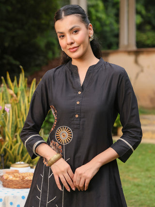 Black Floral Embroidered Co-ord Set