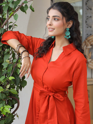 Rust Solid Dress