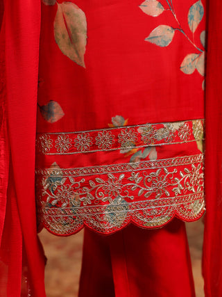 Women Ethnic Motifs Printed Regular Thread Work Kurta with Trousers & With Dupatta