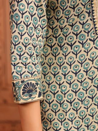 Women Ethnic Motifs Printed Regular Pure Cotton Kurta with Trousers & With Dupatta
