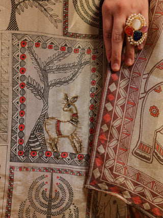 Women Ethnic Motifs Printed Regular Beads and Stones Kurta with Trousers & With Dupatta
