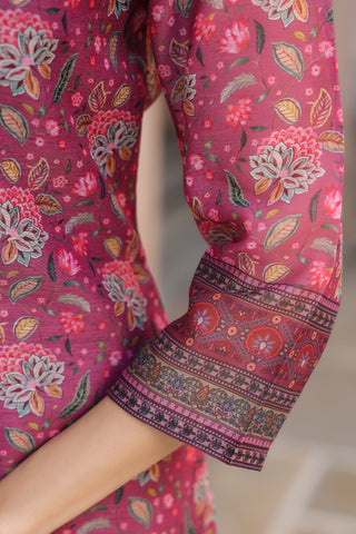 Women Ethnic Motifs Printed Regular Sequinned Chanderi Cotton Kurta with Trousers & With Dupatta