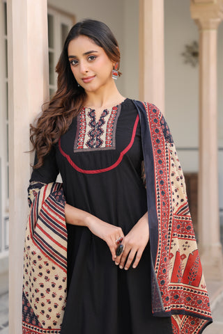 Black Solid 3-Piece Kurta Set