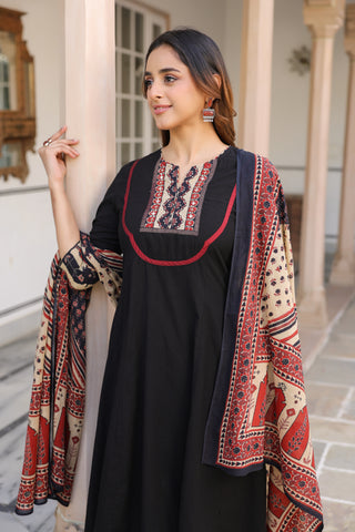 Black Solid 3-Piece Kurta Set