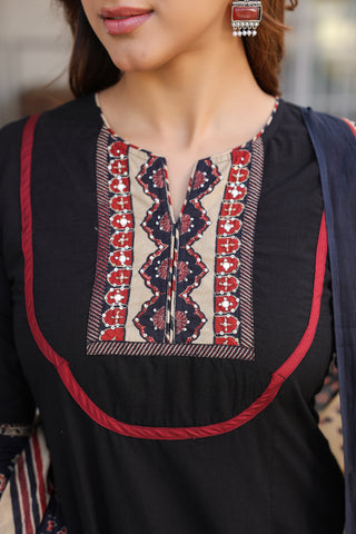 Black Solid 3-Piece Kurta Set