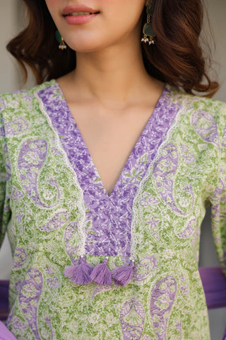 Women Ethnic Motifs Printed Regular Pure Cotton Kurta with Trousers & With Dupatta