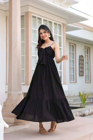 Sweetheart Neck Fit & Flared Ethnic Dresses
