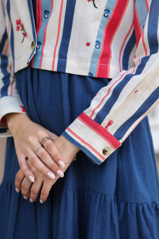 Blue Solid Fit & Flare Dress