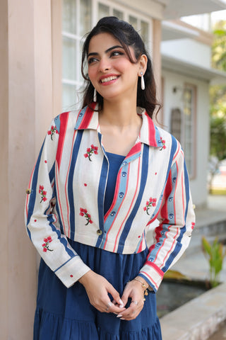 Blue Solid Fit & Flare Dress