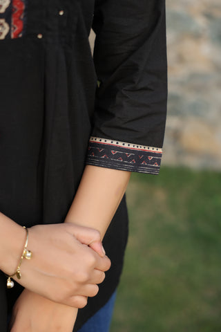Black Solid Pin-Tank Top