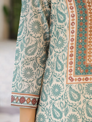 Women Floral Printed Regular Mirror Work Kurta with Trousers & With Dupatta
