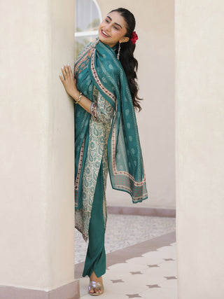Women Floral Printed Regular Mirror Work Kurta with Trousers & With Dupatta