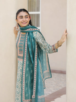 Women Floral Printed Regular Mirror Work Kurta with Trousers & With Dupatta