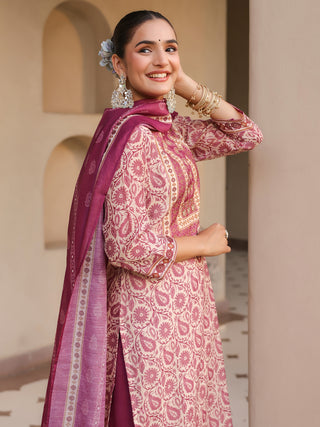 Women Floral Printed Regular Mirror Work Kurta with Trousers & With Dupatta