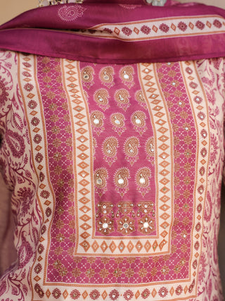 Women Floral Printed Regular Mirror Work Kurta with Trousers & With Dupatta