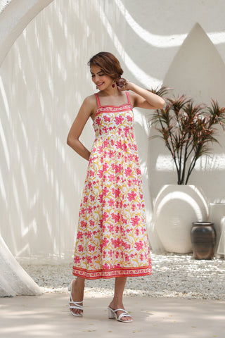 Floral-Printed Knitted Midi Ethnic Dresses