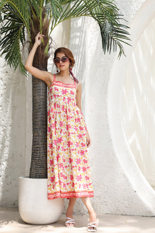 Floral-Printed Knitted Midi Ethnic Dresses