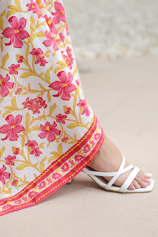 Floral-Printed Knitted Midi Ethnic Dresses