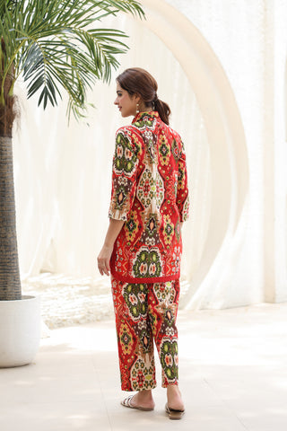 Printed Pure Cotton Tunic With Trousers