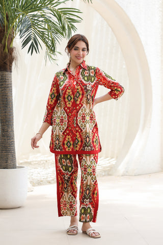 Printed Pure Cotton Tunic With Trousers