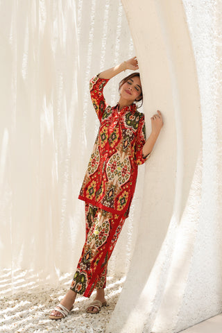 Printed Pure Cotton Tunic With Trousers