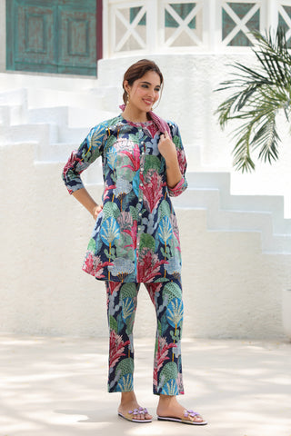 Tropical Printed Pure Cotton Tunic & Trouser