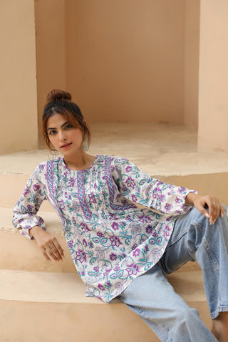 Floral Print Cotton Top