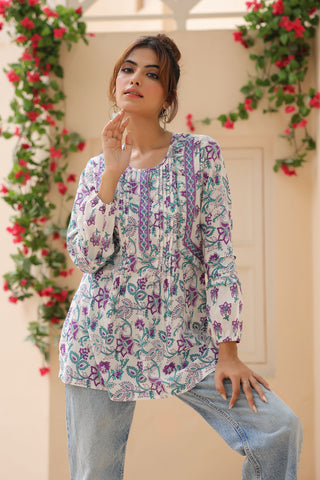 Floral Print Cotton Top