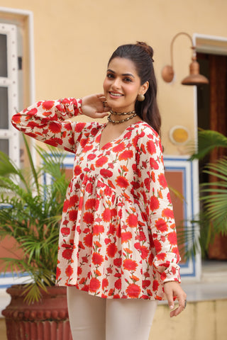 Floral Print Cotton Top