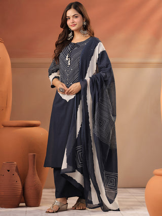 Women Ethnic Motifs Printed Regular Pure Cotton Kurta with Palazzos & With Dupatta