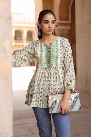 Women Ethnic Motifs Printed Pure Cotton Top