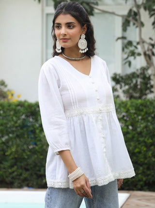 Women Solid Cotton Flex Peplum Top