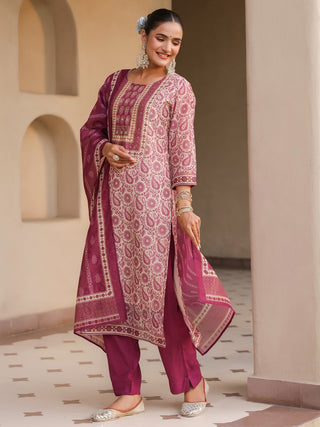 Women Floral Printed Regular Mirror Work Kurta with Trousers & With Dupatta