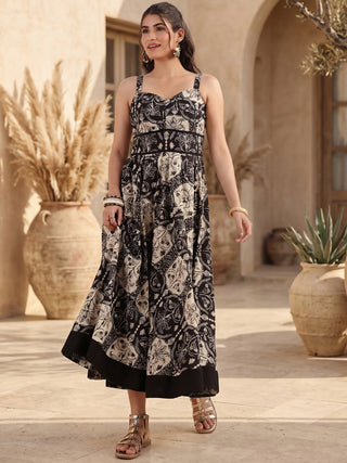 Black Floral Print Dress