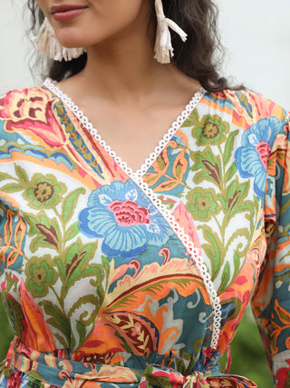 Women Ethnic Motifs Printed V-Neck Fit and Flare Ethnic Dress