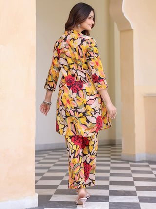 Floral-Printed Cotton Tunic With Trouser Co-Ords