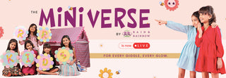 Promotional banner for 'The Miniiverse' by Rainbow Kids with children and a toy house.