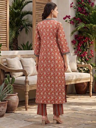 Maroon Printed Gota Patti 3-Piece Kurta Set