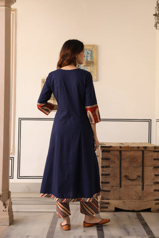 Blue Solid 3-Piece Kurta Set