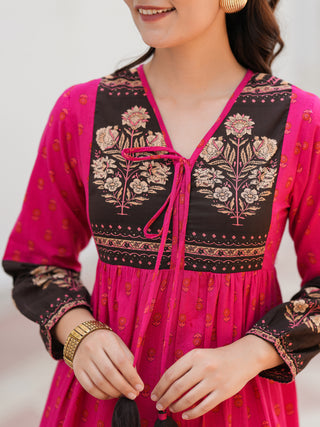 Ethnic Motifs Printed Cotton Fit & Flare Midi Dress