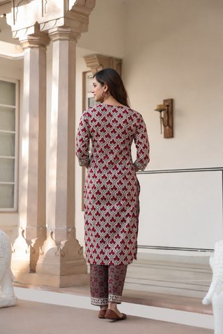 Grey Ethnic Motif Print 3-Piece Kurta Set