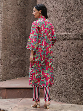 Floral Printed Regular Pure Cotton Kurta & Trousers