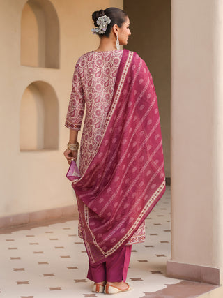 Women Floral Printed Regular Mirror Work Kurta with Trousers & With Dupatta