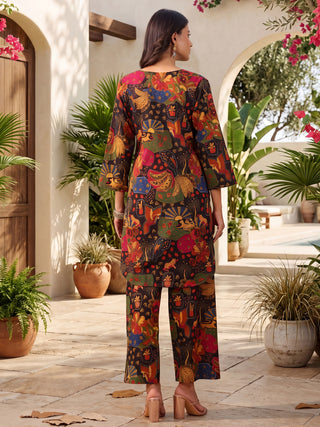 Printed Pure Cotton Tunic With Trouser